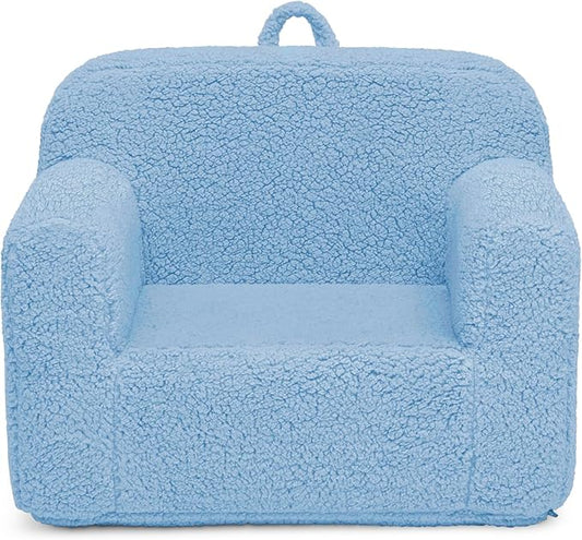 Delta Children Sherpa Cozee Chair - Foam Kids Chair for Ages 18 Months and Up, Powder Blue