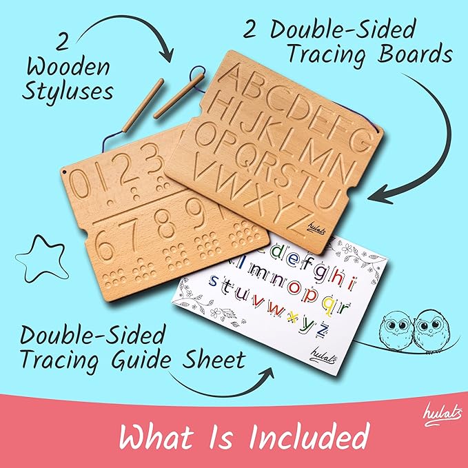 Learn to Write - Number & Letter Tracing Boards for Kids Ages 3-5 - Wooden Alphabet Learning Montessori 3 Year Old Toddler Writing Tools Beginners - Homeschool Preschool Classroom Must Haves