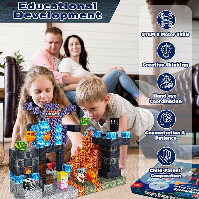Magnetic Blocks - 100PCS Build Magnetic Dark Mechanical Guardian Castle - Magnetic Toys for Montessori Toddler Christmas Birthday Gifts - STEM Sensory Toys for 3 4 5 6 7 8 9 10 Year Old Boys