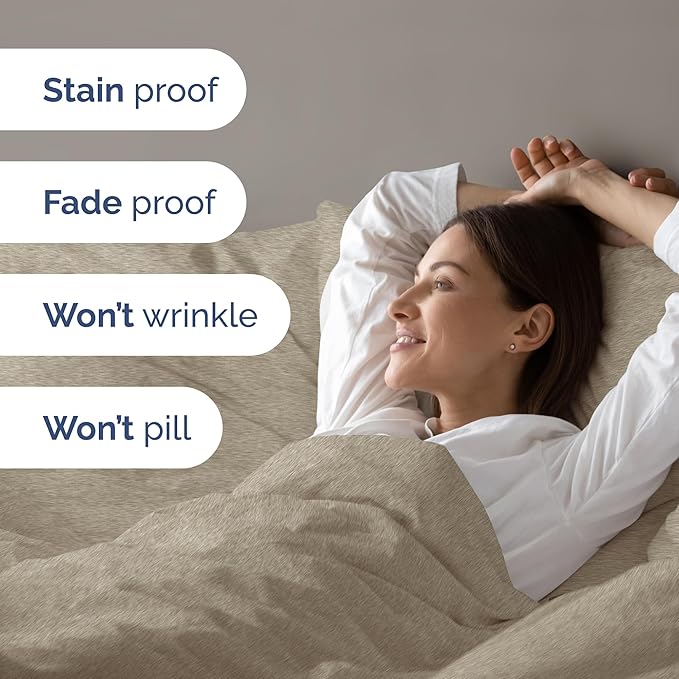 CGK Unlimited Duvet Cover Cal King Size Set - Extra Soft Cal King Size Duvet Cover 104 x 98 with 2 Pillow Shams - Hotel Quality w/Zipper Closures & Ties - Bedding & Bed Linens Set (Heathered Beige)