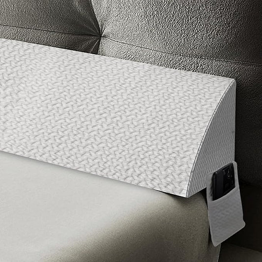 Bed Wedge Pillow for Headboard Gap Bed Mattress Gap Filler (0-8") Between Headboard/Wall and Mattress White King Size Foam Support Triangle Bloster Pillow Stoppers with 2 Pockets