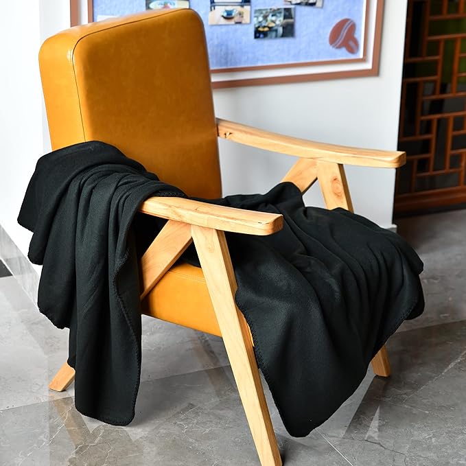 Special SG Glory Fleece Throw Blankets Bulk Fleece Blankets Solid Wholesale Lightweight Warm Soft for Pet Bed Sofa Couch Office Wedding Gifts Travel Seasons (Black, Pack of 6-50x60 Inches)