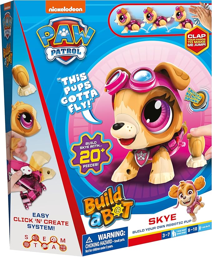 Build a Bot Paw Patrol Skye - Build Your Own Robotic Pet with 20+ Pieces with 1 Sticker Sheet - Ages 3-10