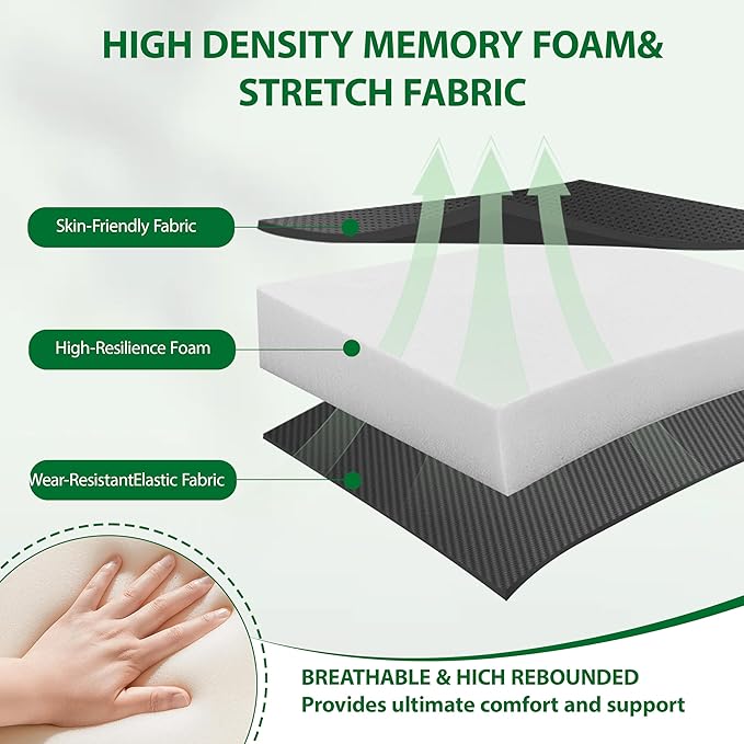 Inflatable Seat Cushion, Self-Inflating Memory Foam Airplane Seat Cushion Portable Camping Sitting Pad for Travel Stadium Car Bleachers Outdoors Office,Lightweight,Supports Back Comfort (Green)