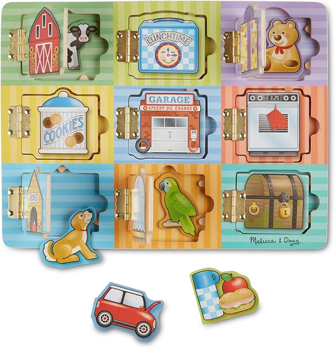 Melissa & Doug Hide and Seek Wooden Activity Board With Wooden Magnets