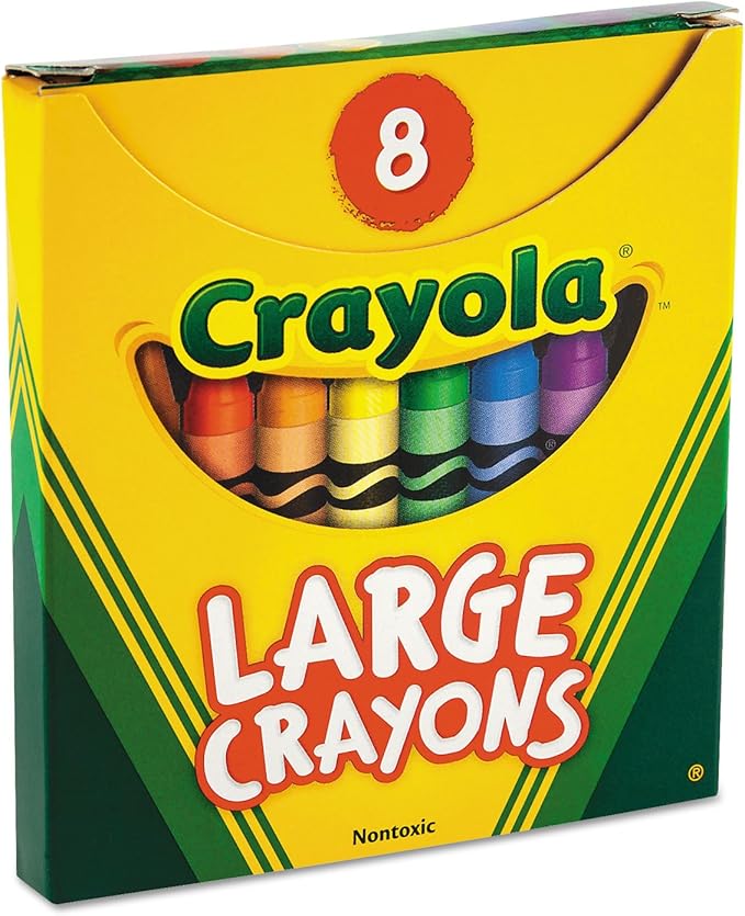 Crayola 520080 Large Crayons, Tuck Box, 8 Colors/Box