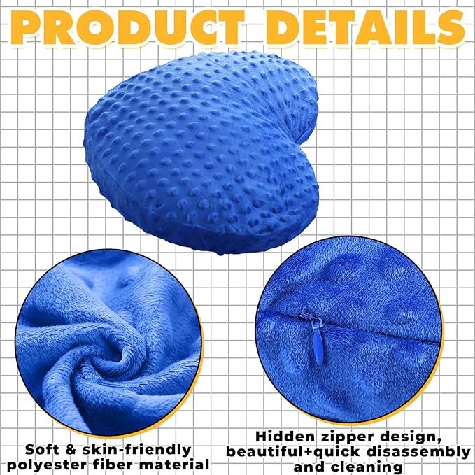 9 lb Sensory Weighted Pillow with Glass Bead Filled Heavy Soft Versatile Hug Body Pillow W/stress Relief for Adults Comfort Relaxation Sleep Valentine's Thoughtful Gift Hear(Blue)