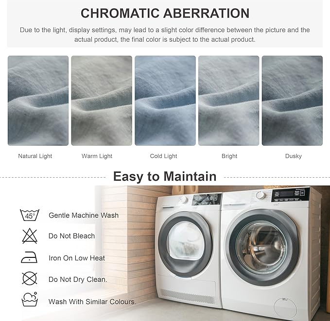 Simple&Opulence 100% Linen Duvet Cover Set, 3 PCS Natural French Flax Dusty Blue Ruffle Duvet Cover King Size, Breathable Comfy Linen Bedding Comforter Cover with 2 Pillowcases(Dusty Blue, 104" X 92")