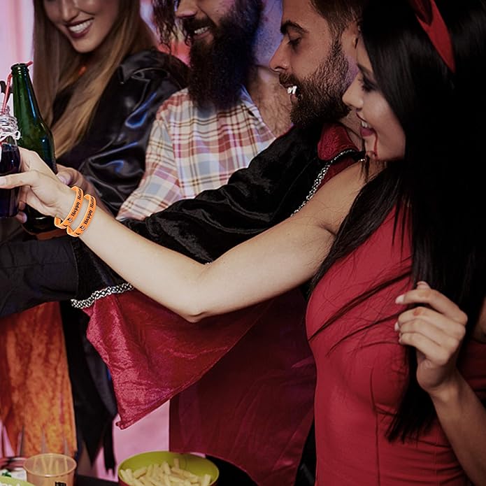 Lesnala 48 Pcs Halloween Luminous Silicone Wristband for Kid Gifts Holiday Party Favor and Goodie Bag Fillers Supply