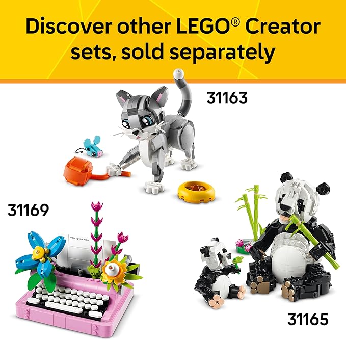LEGO Creator 3 in 1 Cute Bunny Toy - Building Toy Set with 3 Build Options, Bunny, Seal, or Llama - Animal Figures for Kids, Girls and Boys, Ages 8+ - Gift Idea for Birthdays - 31162
