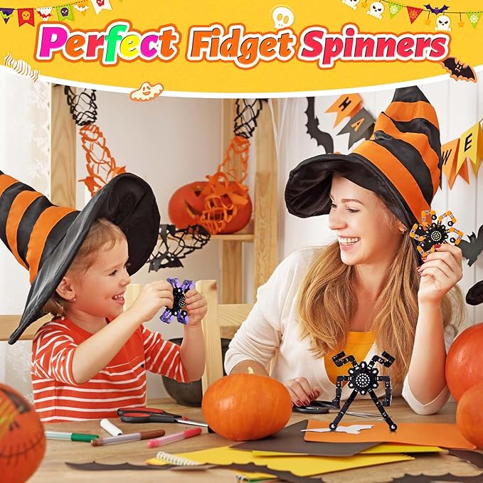 Halloween Fidget Spinners for Boys Girls Sensory Toys for Stress Relief and Anxiety for Kids 4-8 8-12 Halloween Goodie Bag Fillers Stocking Stuffers for Adult Party Favors 3PC