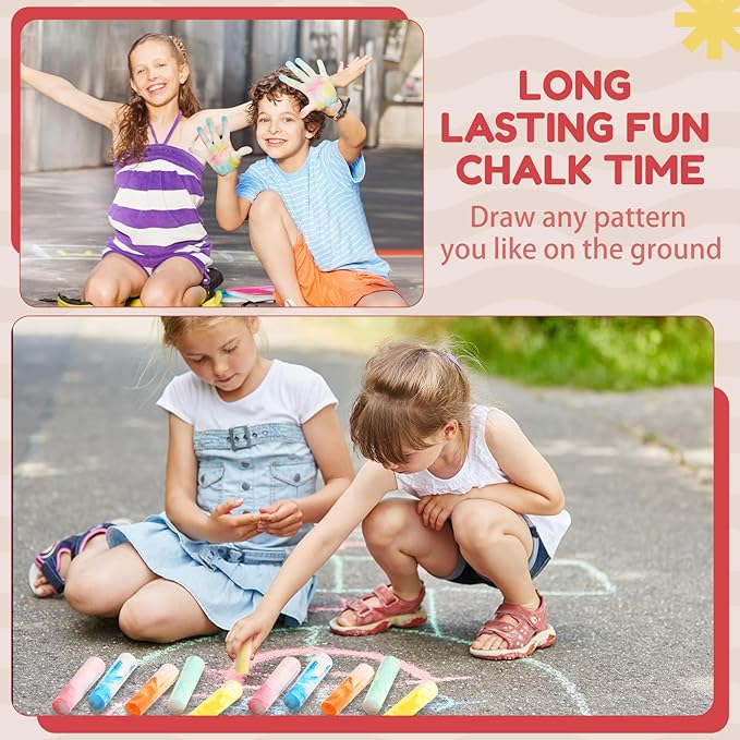 Fulmoon 40 Pcs Jumbo Sidewalk Chalk for Kids Outdoor Art Non Toxic Large Washable Street Chalk for Adults Drawing Painting Graffiti Classroom(Tie Dye,Round Style)