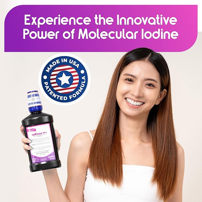 ioRinse Ready-to-Use (RTU) Mouthwash for Fresher Breath, Halitosis Relief, Alcohol-Free, Fluoride-Free and a Professional Clean, Original ioRinse RTU Mouth Wash, Zero Alcohol - Soft Mint Flavor, 1L