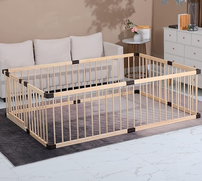 Baby Playpen,Playpen for Babies and Toddlers, Wooden Baby Playpen,79x71, Baby Play Pen,Baby Play Fence,Baby Play Yards,Baby Activity Center (180x200CM)