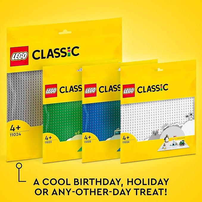 LEGO Classic White Baseplate, Square 32x32 Stud Foundation to Build, Play, and Display Brick Creations, Great for Snowy and Winter Landscapes, 11026