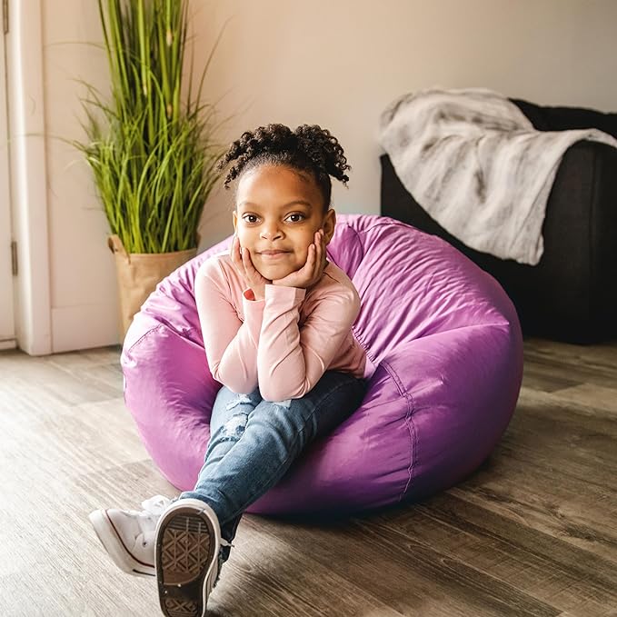 Big Joe Classic Bean Bag Chair, Radiant Orchid Smartmax, Durable Polyester Nylon Blend, 2 feet Round