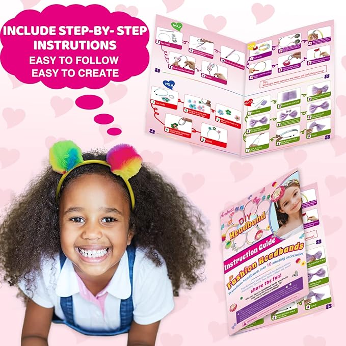 Ambesi DIY Headband Making Kit for Girls Ages 5-12 - Arts & Crafts Gift Set