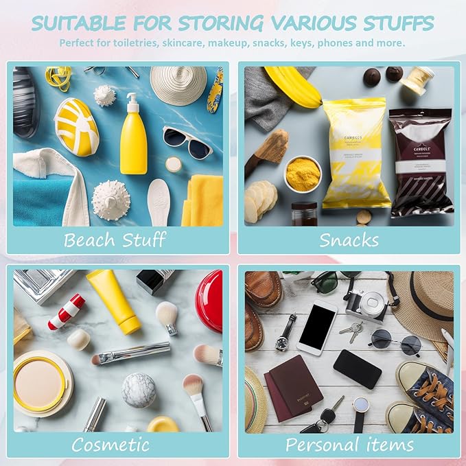 BuyCard 2 Pcs Swim Bag Cosmetic Makeup Bag with Chenille Letter Patch, Clear Pouch PVC Organizer Purse, Waterproof Travel Beach Bag, Portable Toiletry Storage Bag