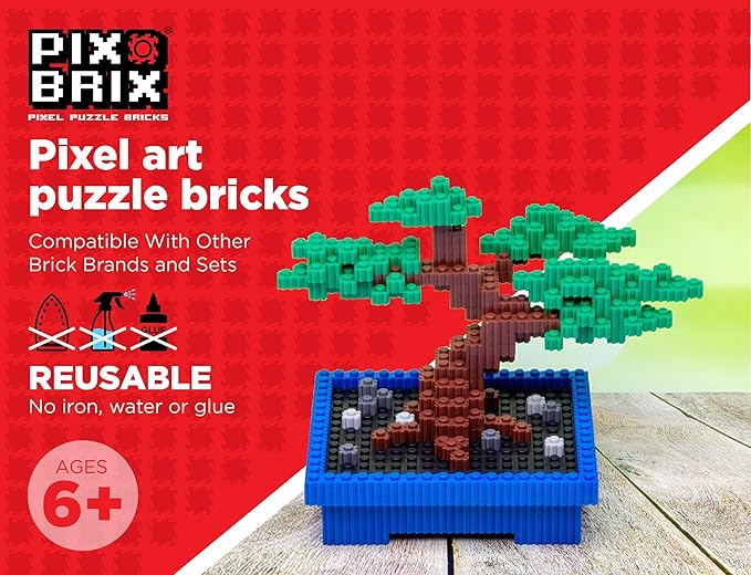 Pix Brix Pixel Art Puzzle Bricks – 3,000 Piece Pixel Art Container, 12 Color Dark Palette – Interlocking Building Bricks, Create 2D and 3D Builds Without Water or Glue – Stem Toys, Ages 6 Plus