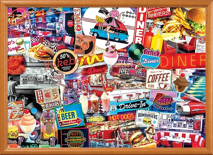 MasterPieces - 1000 Piece Jigsaw Puzzle, Quick Stop Diner, Fun for Adults, Family, Kids, Non-Glare Finish, 19.25" x 26.75"