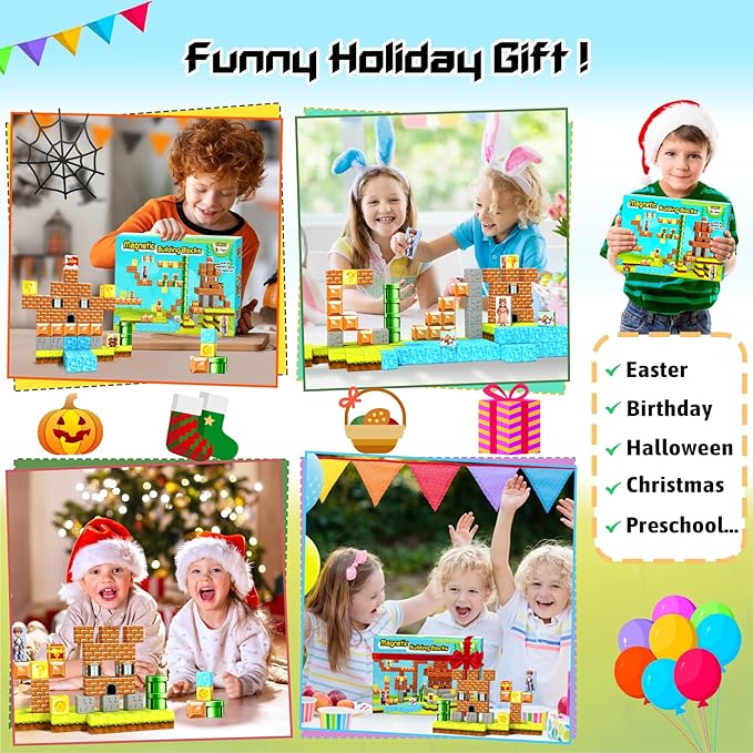 Magnetic Blocks-Building Toys Games Elements,Magnet Toys for Boys & Girls Ages 3-5 5-7 6-8,Creative Montessori Sensory Toys,Fun Birthday Gift for 3+ Years Old