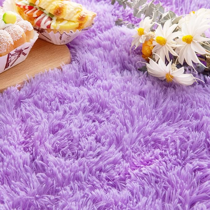 Noahas Ultra Soft Fluffy Bedroom Rugs Kids Room Carpet Modern Shaggy Area Rugs Home Decor 2.6' X 5.3', Purple