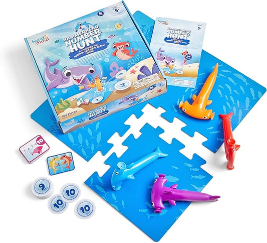 hand2mind Hammerhead Number Hunt! Math Game, Addition and Subtraction Games, Educational Board Games, Fun Games for Family Game Night, Kindergarten Learning Games for Kids Ages 5-7, Kids Learning Toys