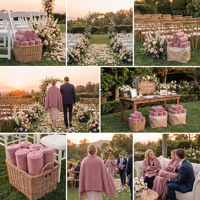 Buryeah 10 Pcs Fleece Blanket Bulk Soft Warm Blankets Cozy Fleece Lightweight Throw Blankets Plush Pet Throw Blanket for Home Bed Sofa Office Wedding Gifts Travel(50" X 60",Lavender Purple)