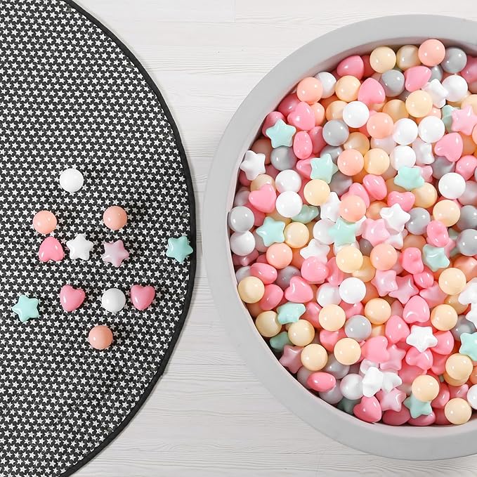 GOGOSO Ball Pit Balls,Plastics Balls for Ball Pit, Stars Hearts Shape for PastelBall for Toddlers Kids