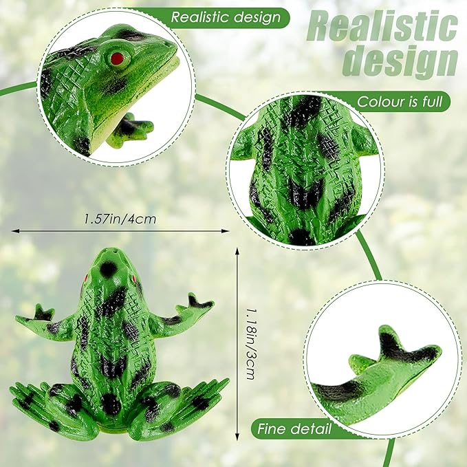 24 Pieces Plastic Frogs Toy Mini Vinyl Realistic Frog Toy Decorations Frogs Fun Rain Forest Character Toys Realistic Frog Figures Lifelike Toy for Crafting Party Supplies Home Decor Game