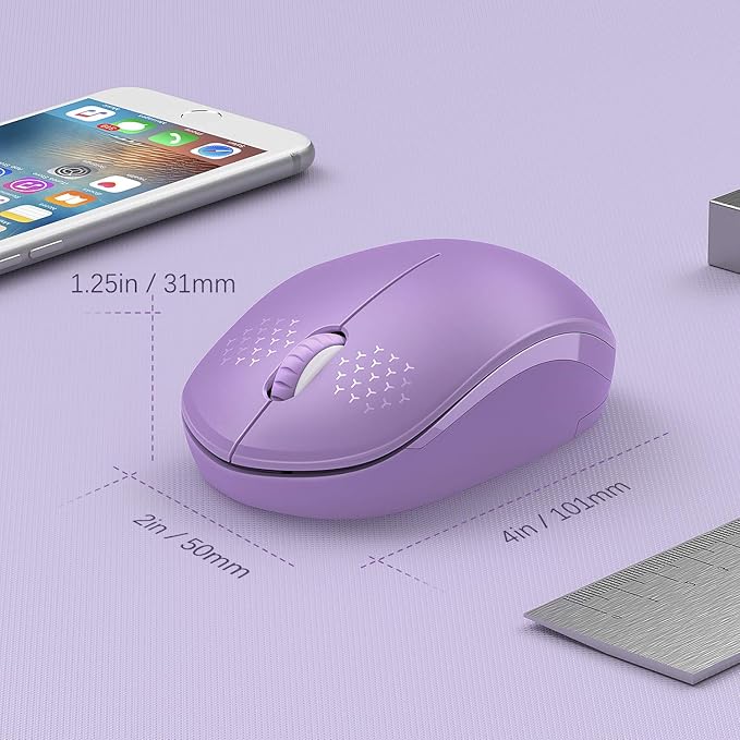 Seenda Wireless Mouse, 2.4G Noiseless Portable Computer Mouse for PC, Tablet, Laptop - Purple