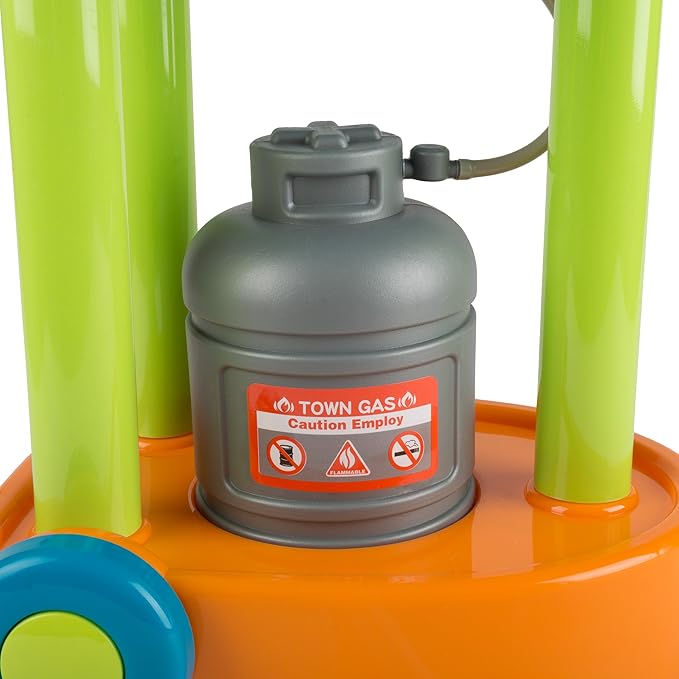 BBQ Grill Toy Set - Interactive Play Kitchen Set with Lights and Sounds, Wheels, Toy Food, and Cooking Accessories by Hey! Play!