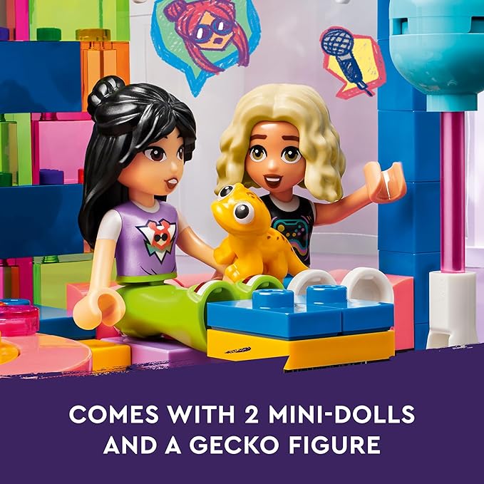 LEGO Friends Karaoke Musical Toy for Girls and Boys Who Love Singing Dolls Set with Liann and Nova Figures and Gecko 42610