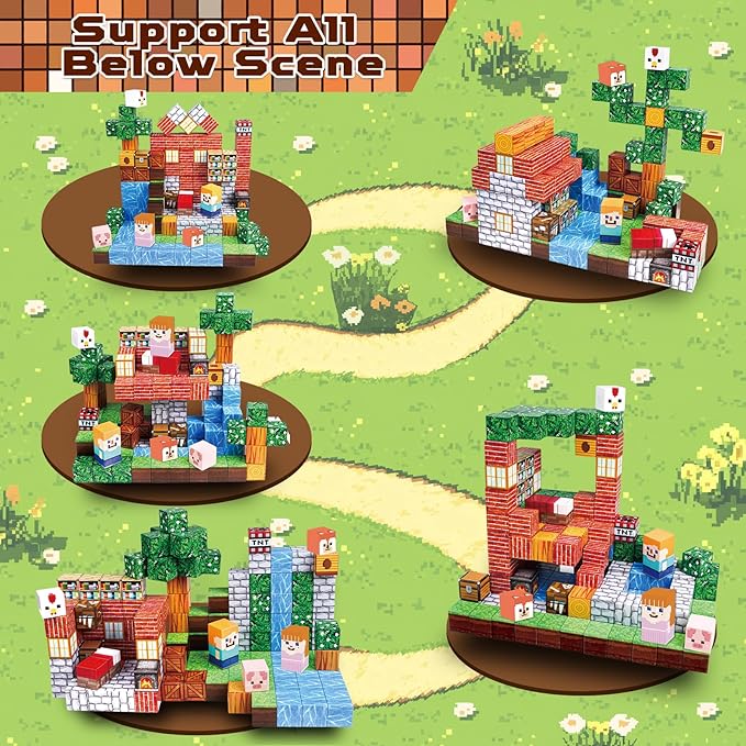 Goody King Magnetic Building Blocks|150PCS Magnetic Building Cube Game, Constructions Toys for Boys & Girls Age 3-4,5-8 9 10,STEM Montessori Stacking Toy, Sensory Tiles Building Birthday for Toddlers