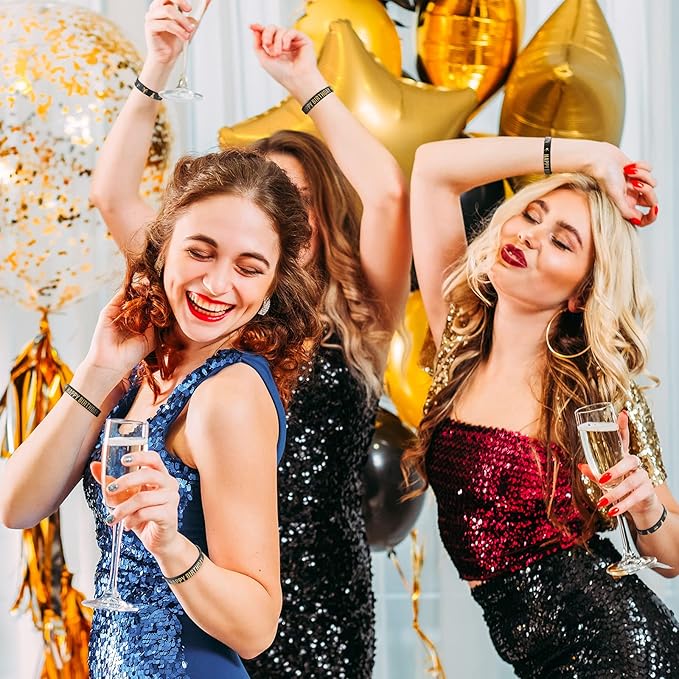 Junkin 30 Pieces Birthday Party Rubber Bracelets Silicone Stretch Wristbands Letters Patterns Printed Party Supplies Inspirational Quote Silicone Bracelets for Men and Women (Birthday Style)