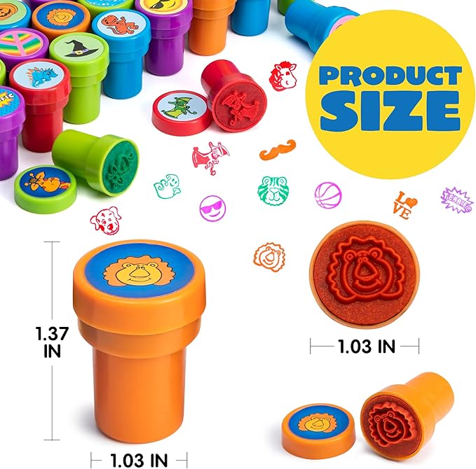 JOYIN 100PCS Assorted Stamps for Kids Self-Ink for Party Favor, Teacher Stamps, Kids Treasure Box, Prize for Classroom, Easter Egg Stuffers (50 Designs, Dinosaur, Halloween Stampers)
