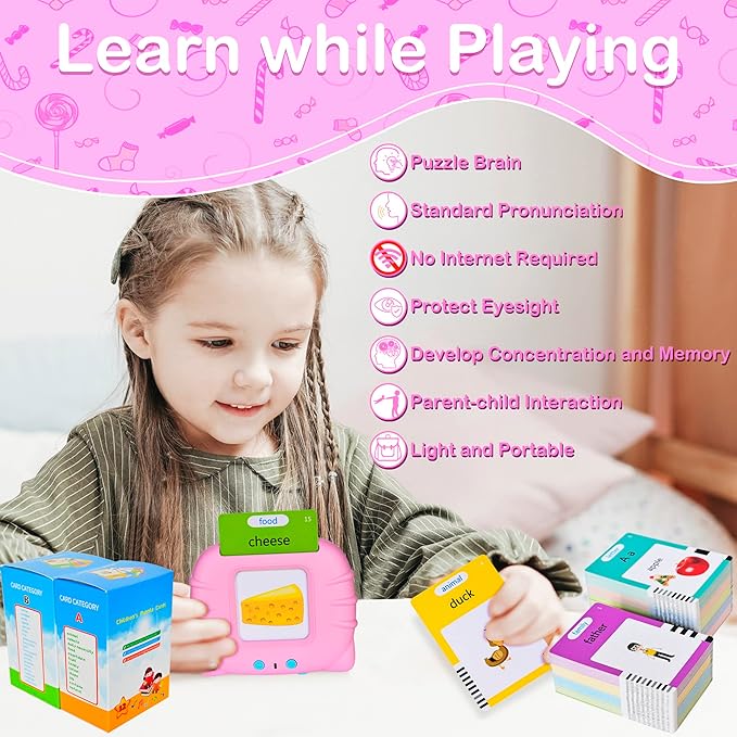510 Talking Flash Cards for Toddlers 2-4 Years,Pocket Speech for Toddlers,Autism Sensory Toys,Learning Montessori Toys,Speech Therapy Toys for Kids Toddlers
