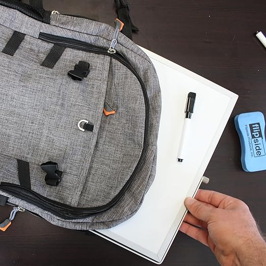 Flipside Products 12" x 12" Double-Sided Dry Erase Magnetic Flip Easel w/Black Dry Erase Marker w/Erase Cap, Adjustable Stand, Tabletop Easel, Small Portable Whiteboard