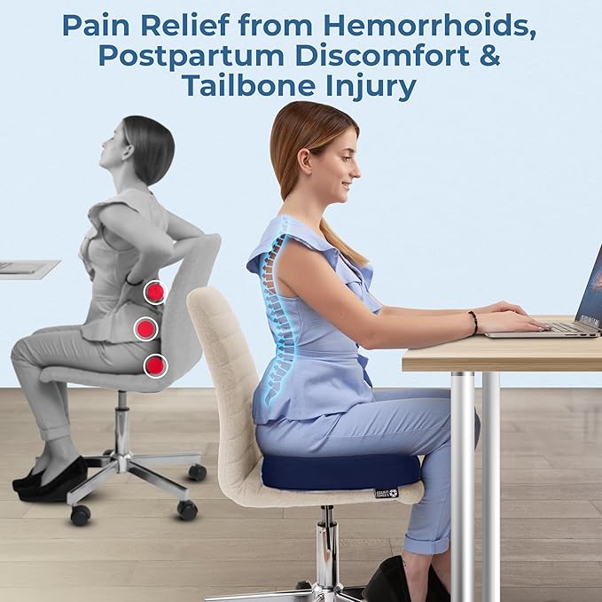 5 STARS UNITED Donut Pillow Hemorrhoid Tailbone Cushion – Large Cushion for Pain Relief – Coccyx, Prostate, Sciatica, Pelvic Floor, Pressure Sores, Pregnancy, Postpartum Recovery, Blue