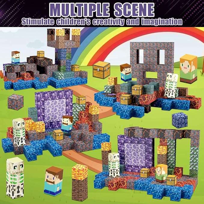 213 PCS Magnetic Blocks Building Toys Set Sword Kids Blocks for Toddler Boys Girls 3+, STEM Sensory Magnetic Cubes Christmas Birthday Present Construction Building Toys