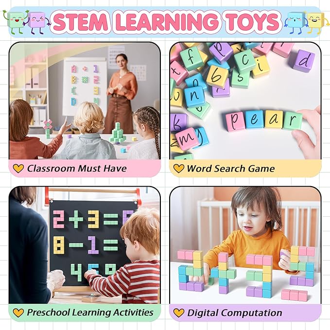 32pcs Magnetic Blocks Building Cubes for Toddlers, Classroom Must Haves Creative Learning Kids Gifts, Preschool Montessori Sensory Autism Magnet Toys for Boys and Girls Ages 3 4 5 6