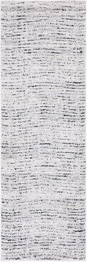 SAFAVIEH Adirondack Collection Runner Rug - 2'6" x 6', Ivory & Silver, Modern Abstract Design, Non-Shedding & Easy Care, Ideal for High Traffic Areas in Living Room, Bedroom (ADR117B)