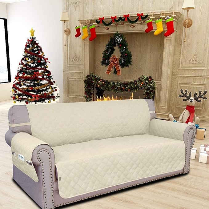 Easy-Going Sofa Slipcover Oversized Sofa Cover Waterproof Couch Cover Furniture Protector Cover Pets Covers Washable Non-Slip Fabric Pets Kids Children Dog Cat (Oversized Sofa, Ivory)