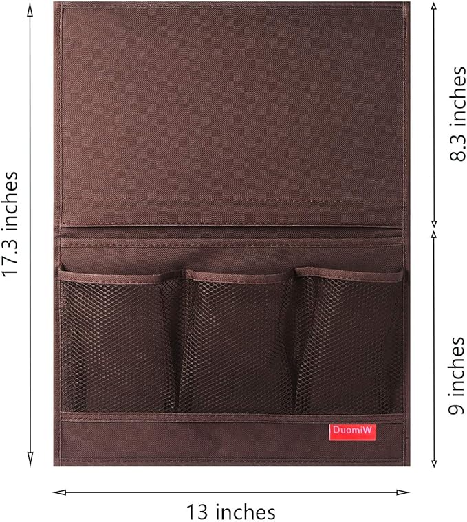 Bedside Storage Organizer, Bedside Caddy, Table Cabinet Storage Organizer, TV Remote Control, Phones, Magazines, Tablets, Accessories (Brown)