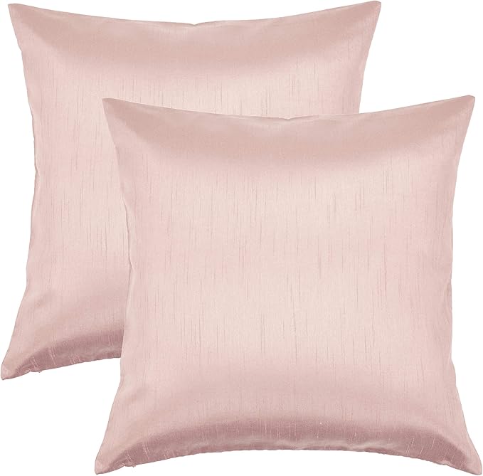 Aiking Home 20x20 Inches Faux Silk Square Throw Pillow Cover, Zipper Closure, Rose Pink (Set of 2)
