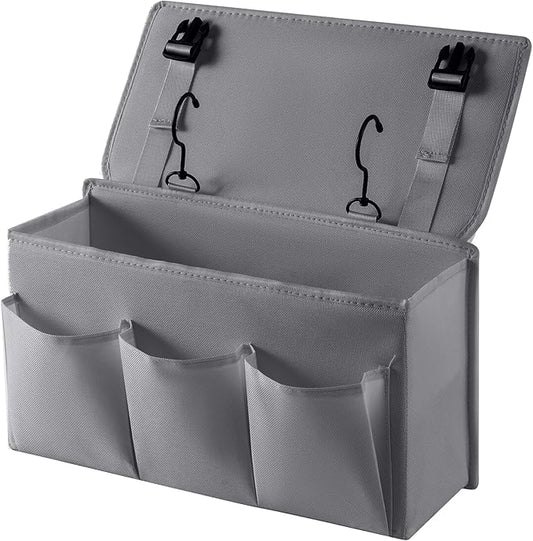 Bedside Caddy Bedside Storage Organizer,Bed Caddy With Thickened Material Suitable for Homes, Dormitories, Hospitals, Cribs, RVs，Great for Magazines,Books,Remote, Phone (Grey)
