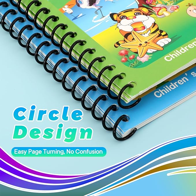 4 Pack Reusable Water Coloring Books for Toddlers, Paint with Water Books,Mess-Free Coloring Book, Portable Educational Doodle Drawing Toy, Improving Children's Imagination, Color Perception