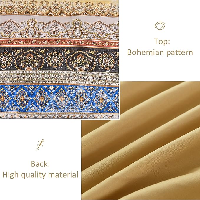 Cottolester Boho Queen Comforter Set 8 Pieces, Yellow Bohemian Striped Bed in a Bag, Paisley Soft Microfiber Bedding Comforter Set