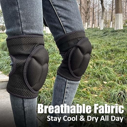 Gardening Knee Pads for Women, Mens Knee Protectors for Kneeling & Crawling, Ideal Lightweight Adult Knee Pad for Cleaning Floors & Carpenter Work, Soft with High-Elasticity Safety Straps for Christmas, Black M