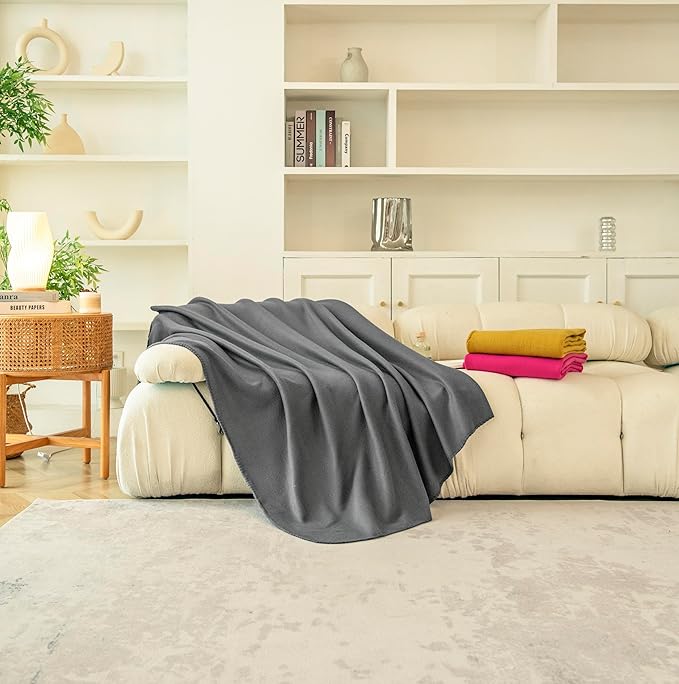 Special SG Glory Fleece Throw Blankets Bulk Fleece Blankets Solid Wholesale Lightweight Warm Soft for Pet Bed Sofa Couch Office Wedding Gifts Travel Seasons (Mineral Grey,Pack of 6 50x60 Inches)